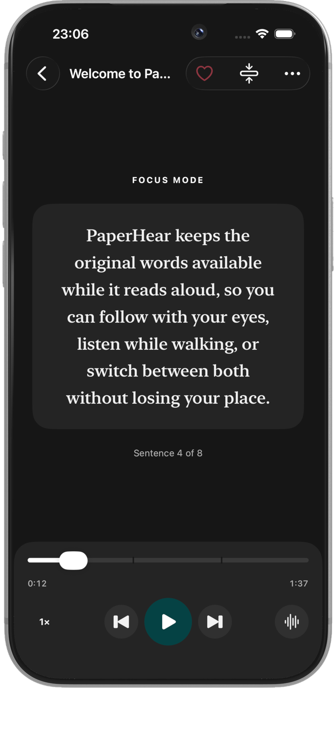 PaperHear illustration on iPhone