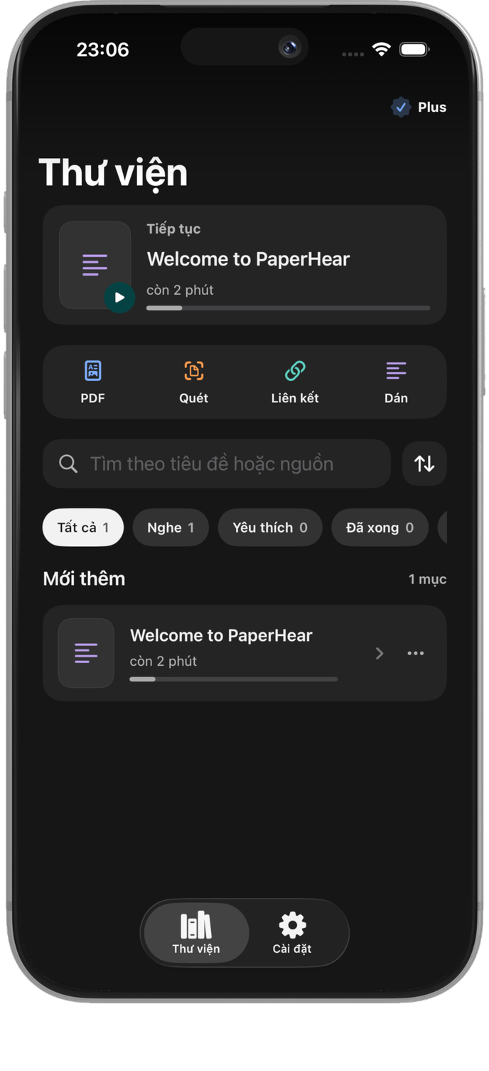 Ảnh minh hoạ PaperHear trên iPhone