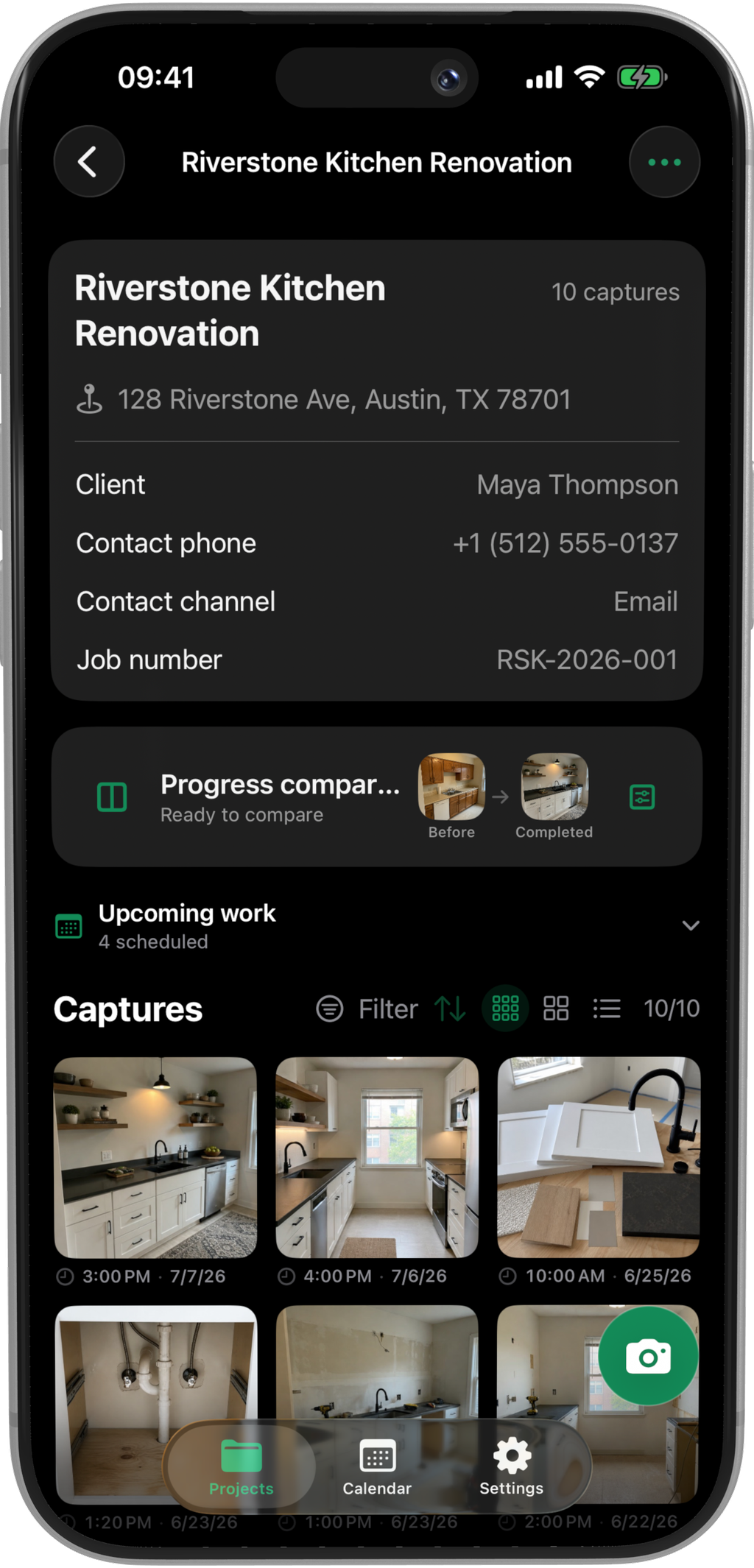 PhaseSnap project record with field photos and metadata